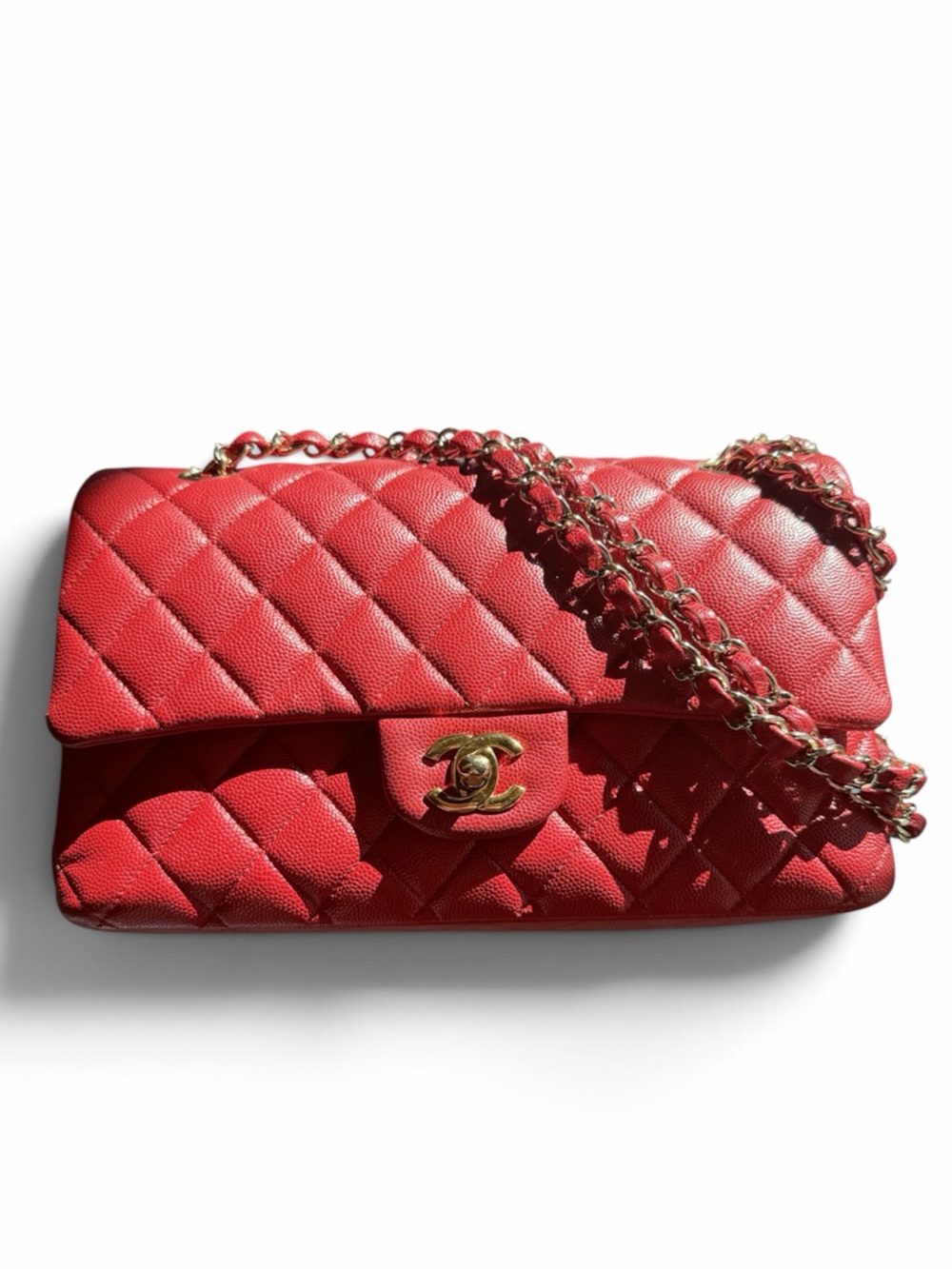 CHANEL Red Caviar Medium Double Flap 2019
